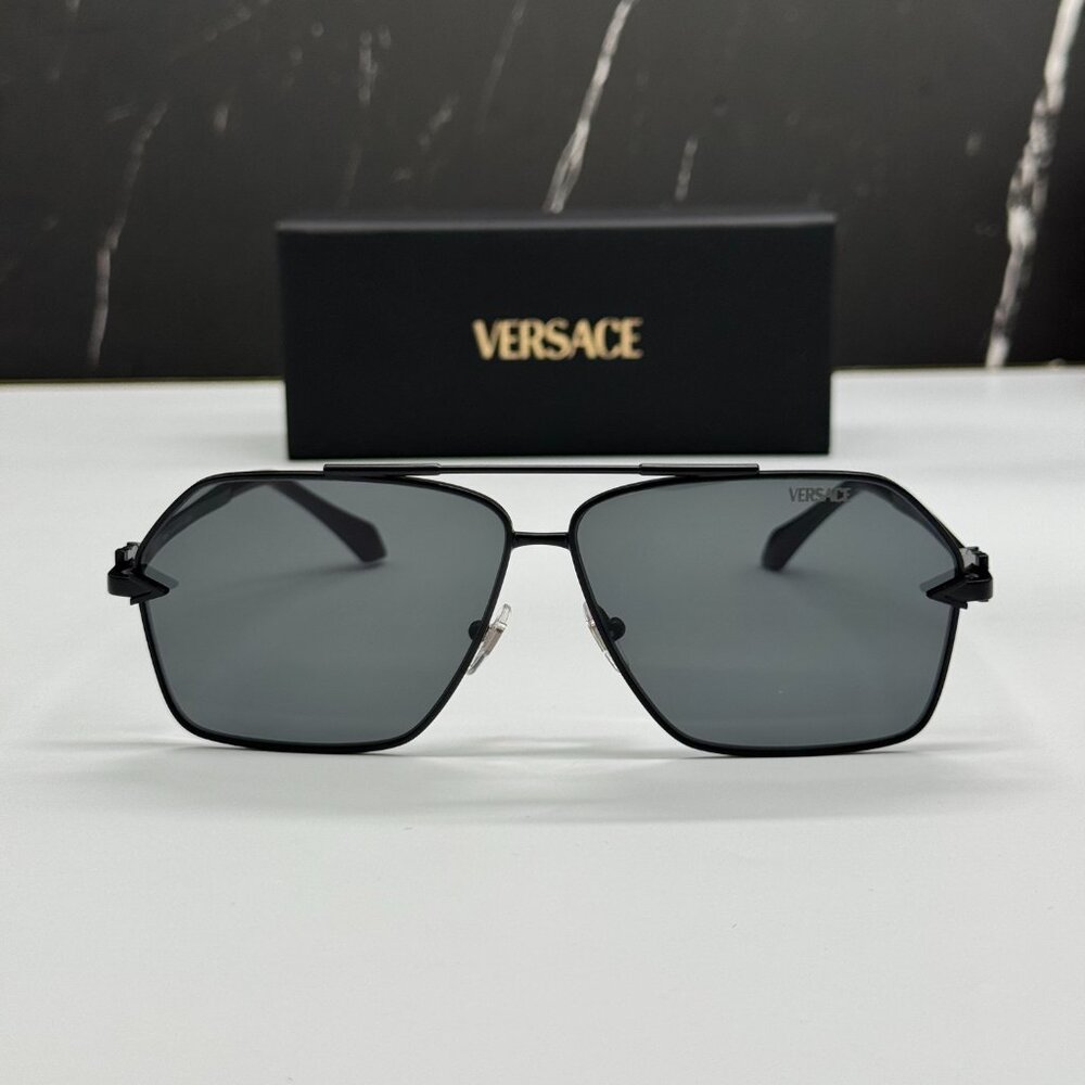 NEW VERSACE VE2284 1436/87 SUNGLASSES UNISEX BLACK VE2284 1436/87 EYEWEAR
